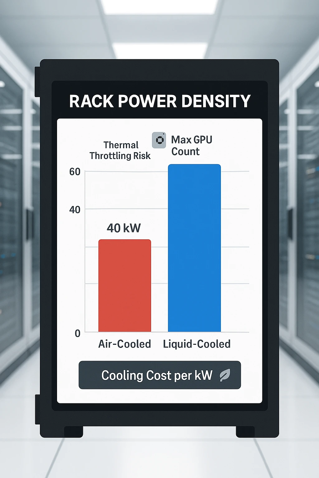 Air vs liquid cooling rack density comparison visual