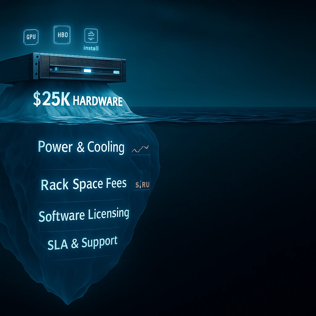 iceberg representation of hidden costs associated with server deployment