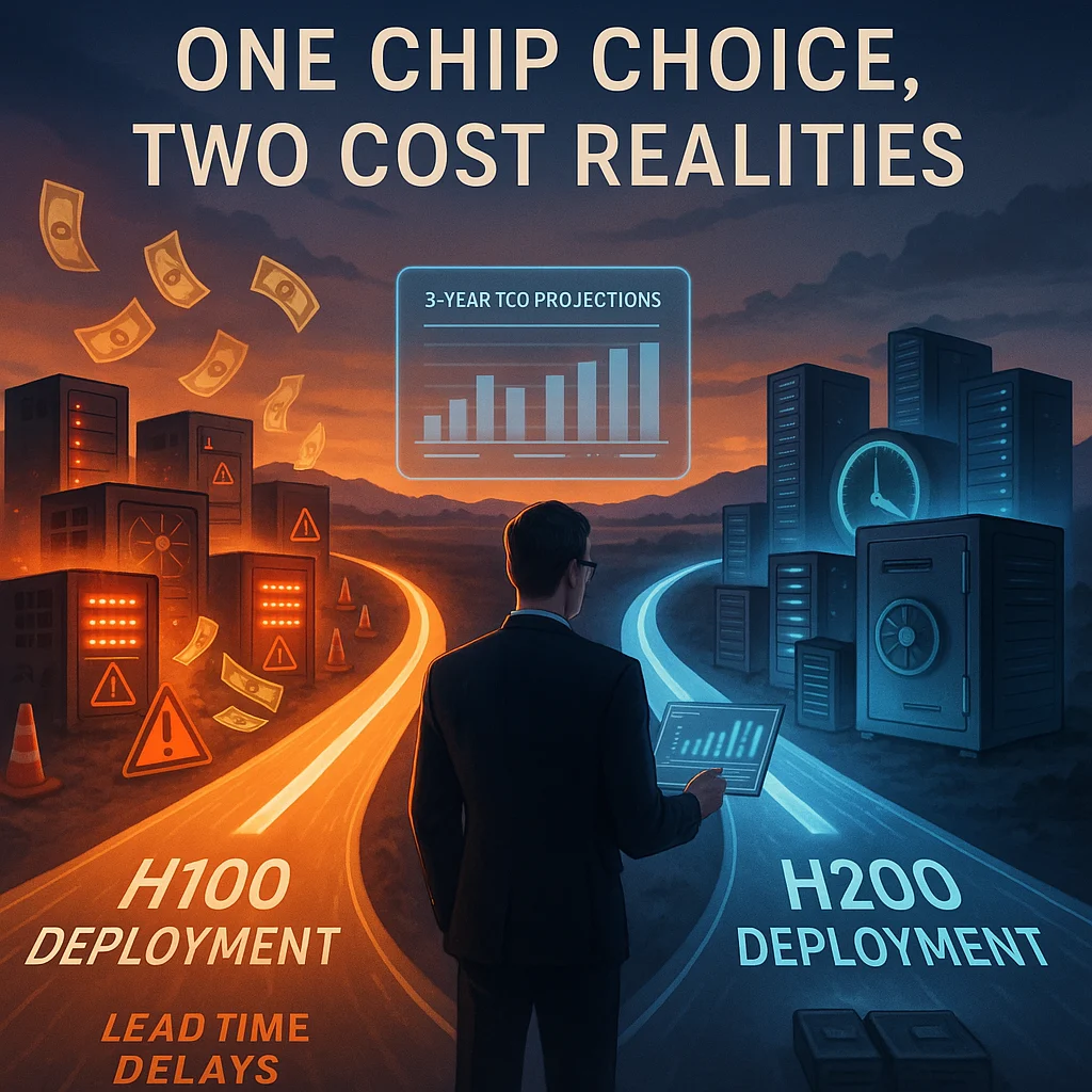 Choice of chips representation as two roads H100 vs H200.