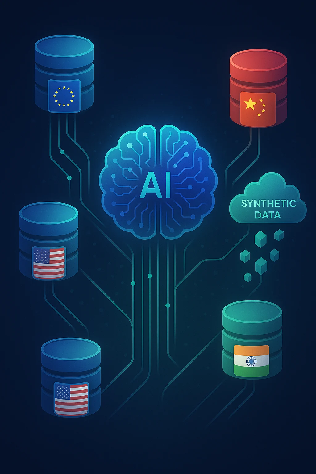 AI model benefiting from federated learning and synthetic data despite data sovereignty and localization constraints.