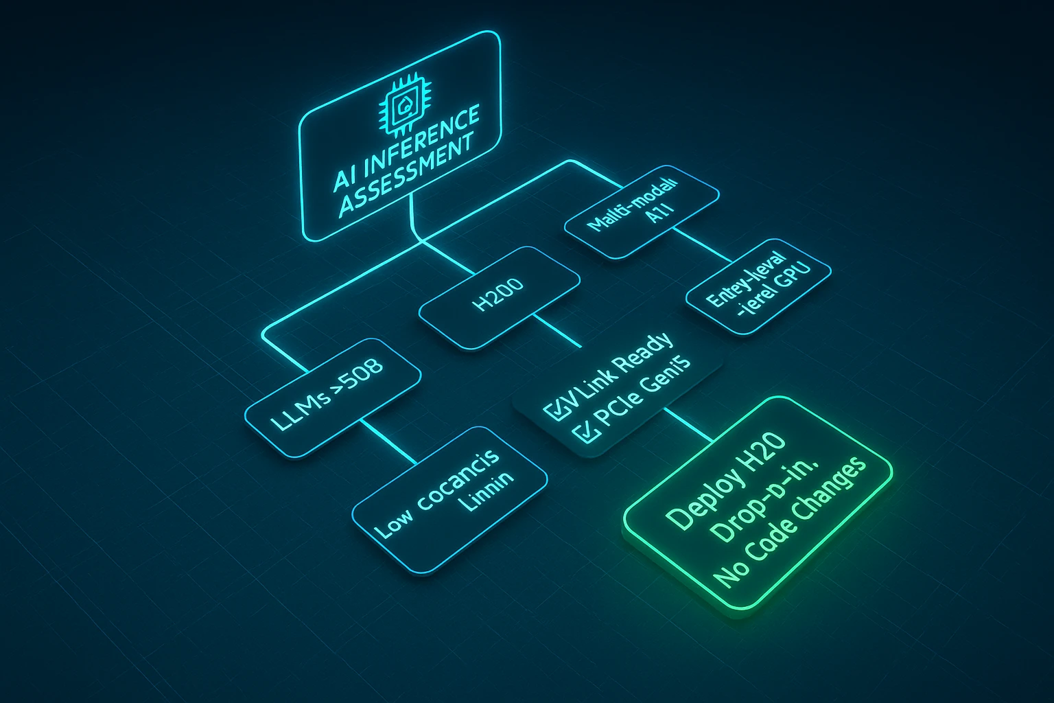 Visual flowchart guiding sysadmins through strategic deployment of H200 GPUs for high-demand inference workloads.