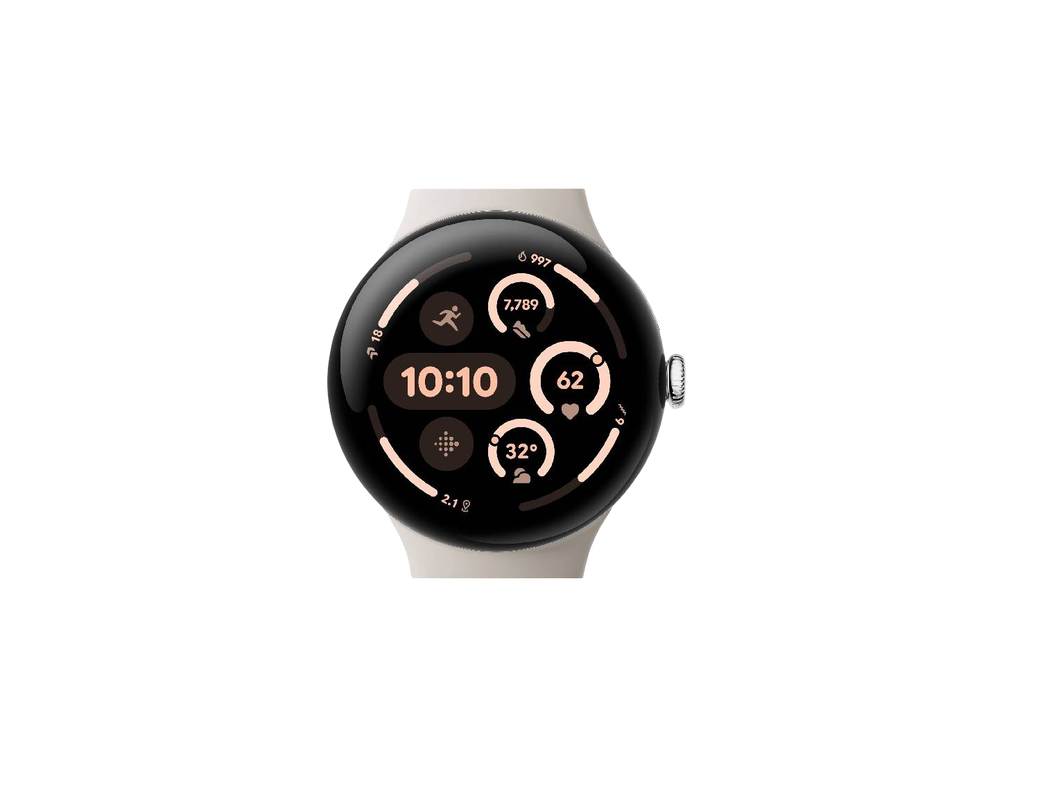 Google Pixel Watch 3 45 mm – Polished Silver Aluminum Case with Porcelain Active Band