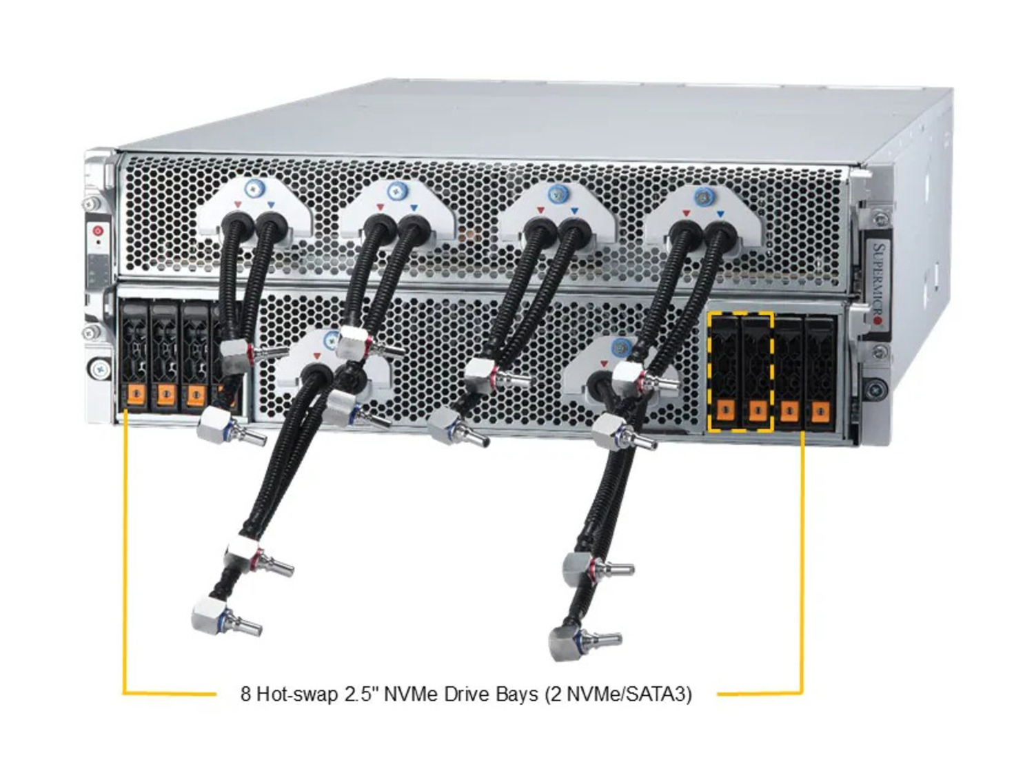 Supermicro AS -4125GS-TNHR2-LCC GPU A+ Server DP AMD 4U Liquid-Cooled System with NVIDIA HGX H100/H200 8-GPU