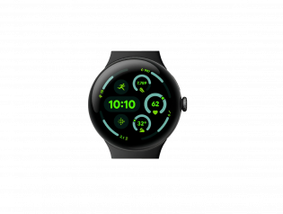 Google Pixel Watch 3 45 mm – Matte Black Aluminum Case with Obsidian Active Band