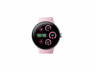Google Pixel Watch 3 41mm – Polished Silver Aluminum Case with Rose Quartz Active Band