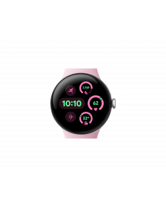 Google Pixel Watch 3 41mm – Polished Silver Aluminum Case with Rose Quartz Active Band
