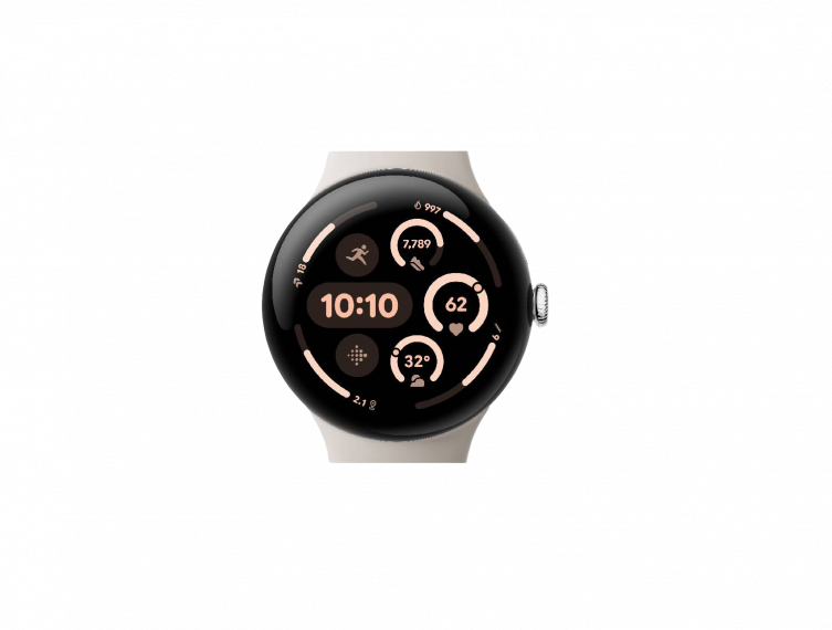 Google Pixel Watch 3 45 mm – Polished Silver Aluminum Case with Porcelain Active Band