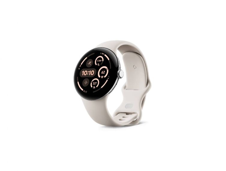 Google Pixel Watch 3 45 mm – Polished Silver Aluminum Case with Porcelain Active Band