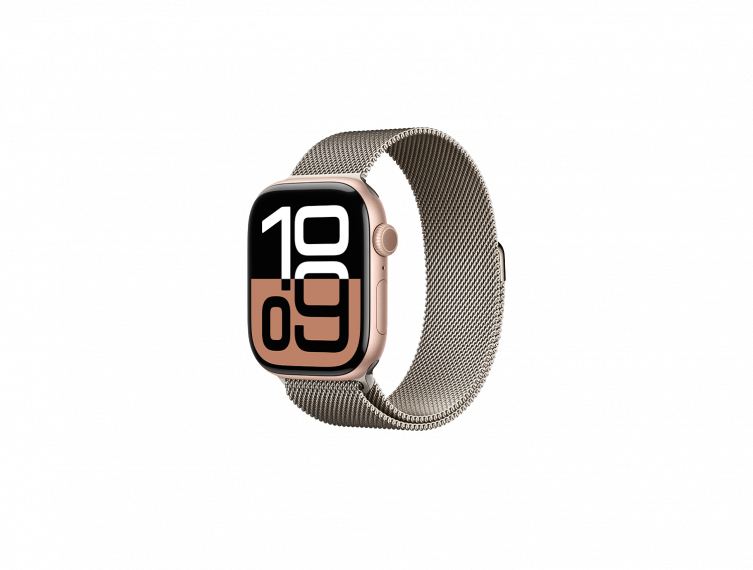 Apple Watch Series 10, 46 mm, SS, Natural Milanese loop - S/M, Aluminum Case Rose Gold