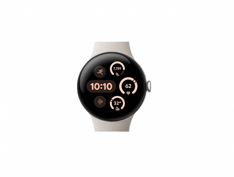 Google Pixel Watch 3 41mm – Polished Silver Aluminium Case with Porcelain Active Band