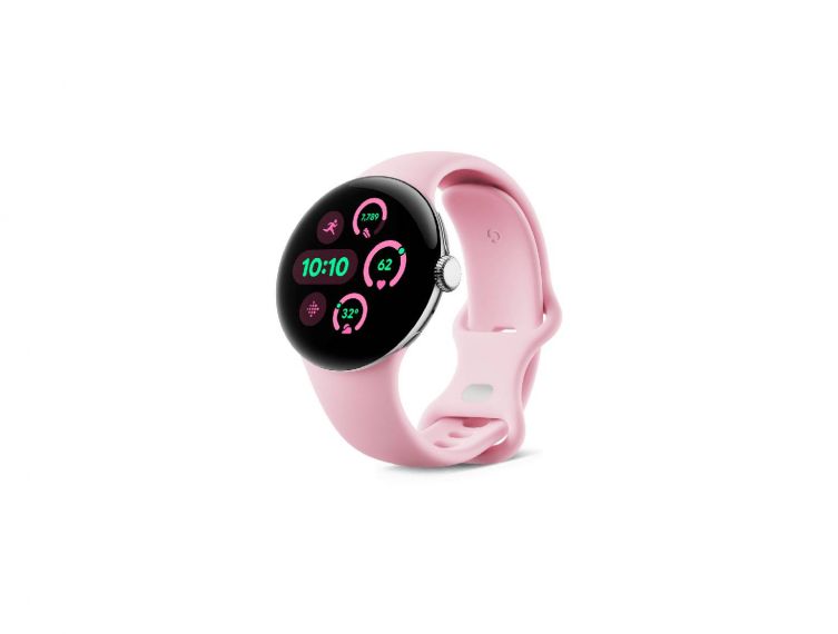 Google Pixel Watch 3 41mm – Polished Silver Aluminum Case with Rose Quartz Active Band