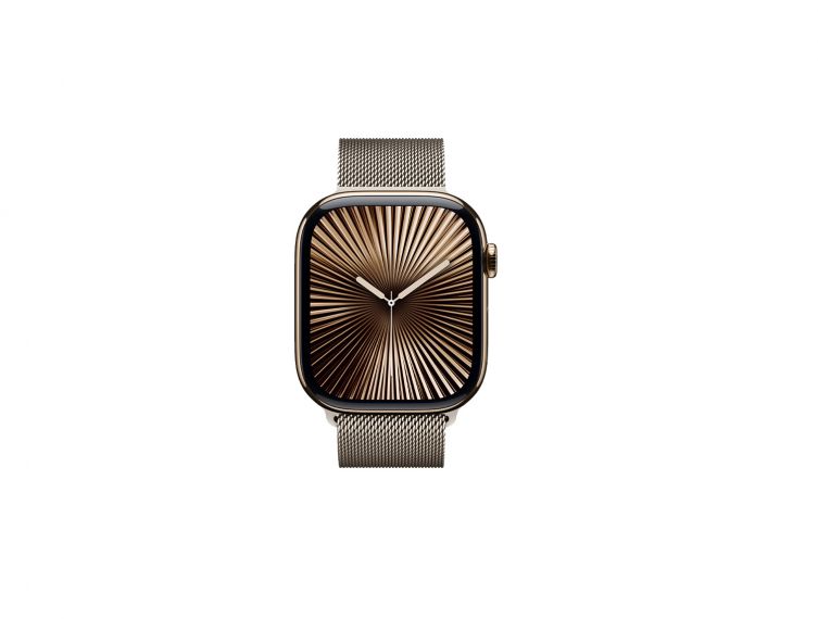 Apple Watch Series 10, 42 mm, SS, Natural Milanese loop - S/M, Titanium case Gold 