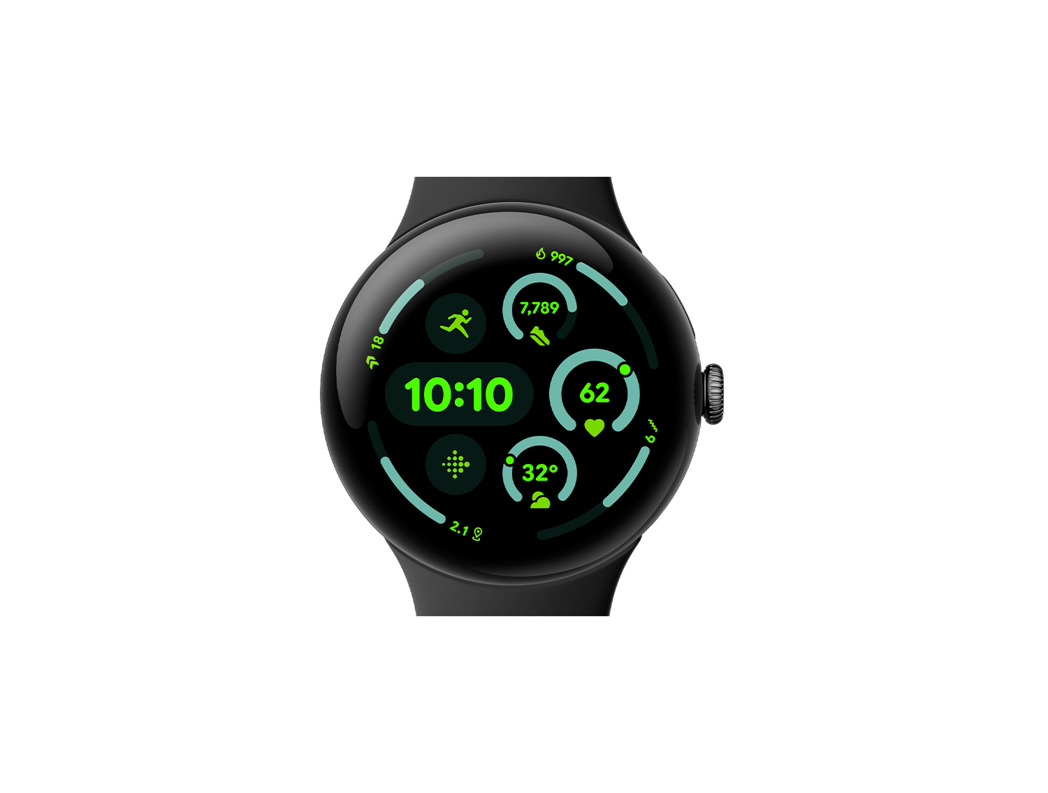 Google Pixel Watch 3 45 mm – Matte Black Aluminum Case with Obsidian Active Band