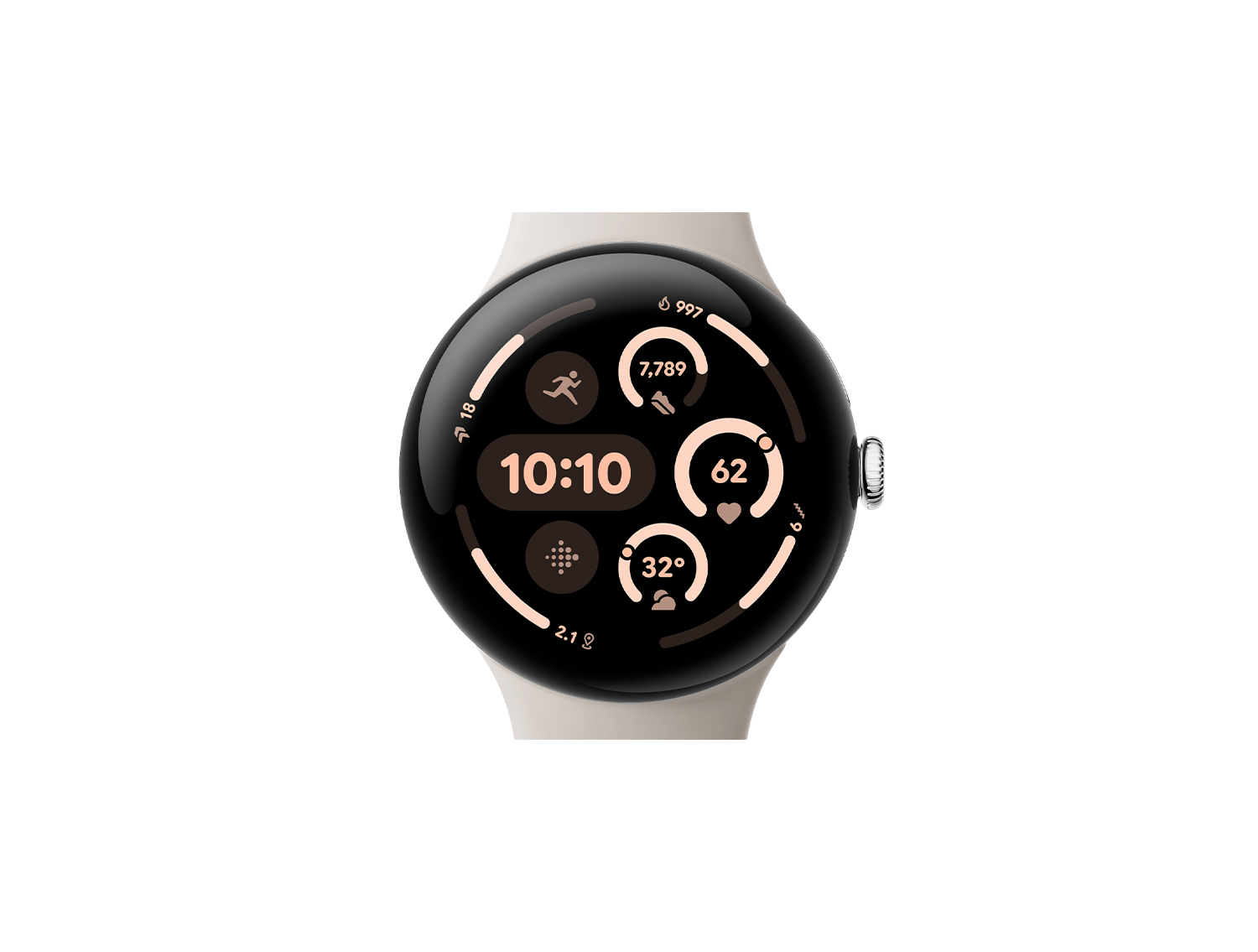 Google Pixel Watch 3 45 mm – Polished Silver Aluminum Case with Porcelain Active Band