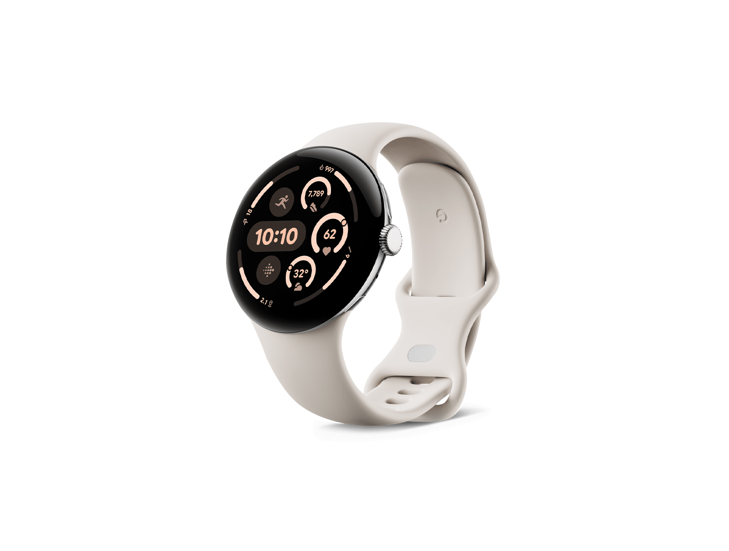 Google Pixel Watch 3 45 mm – Polished Silver Aluminum Case with Porcelain Active Band