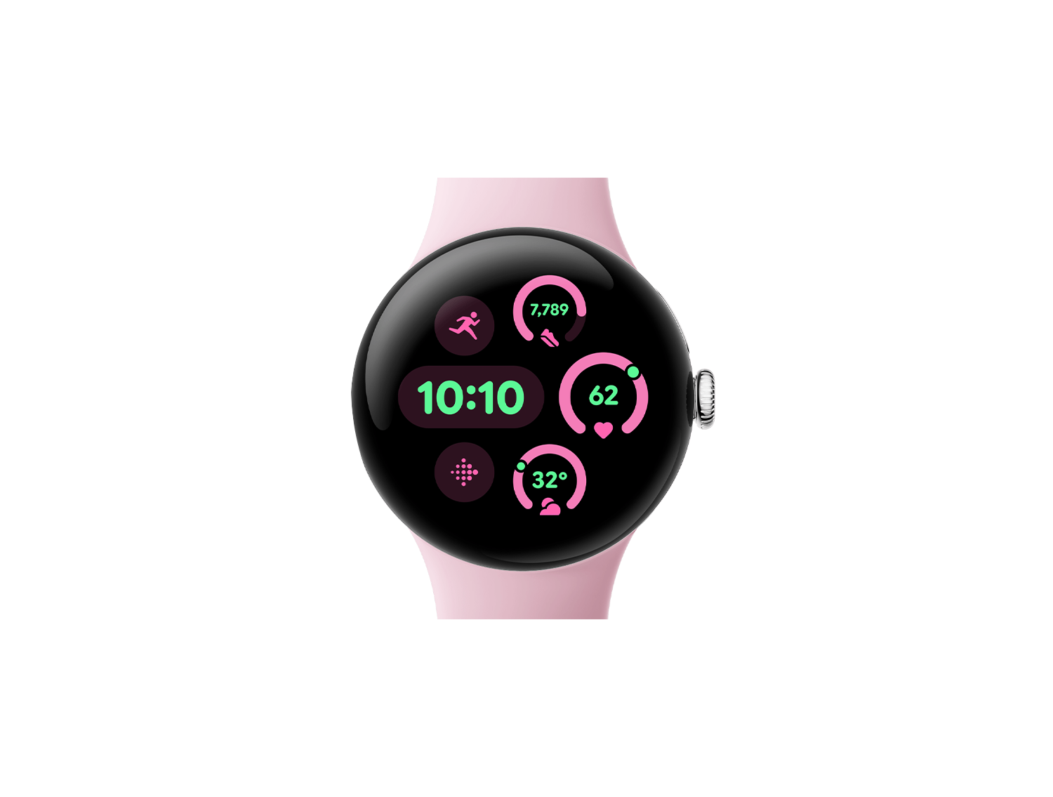 Google Pixel Watch 3 41mm – Polished Silver Aluminum Case with Rose Quartz Active Band