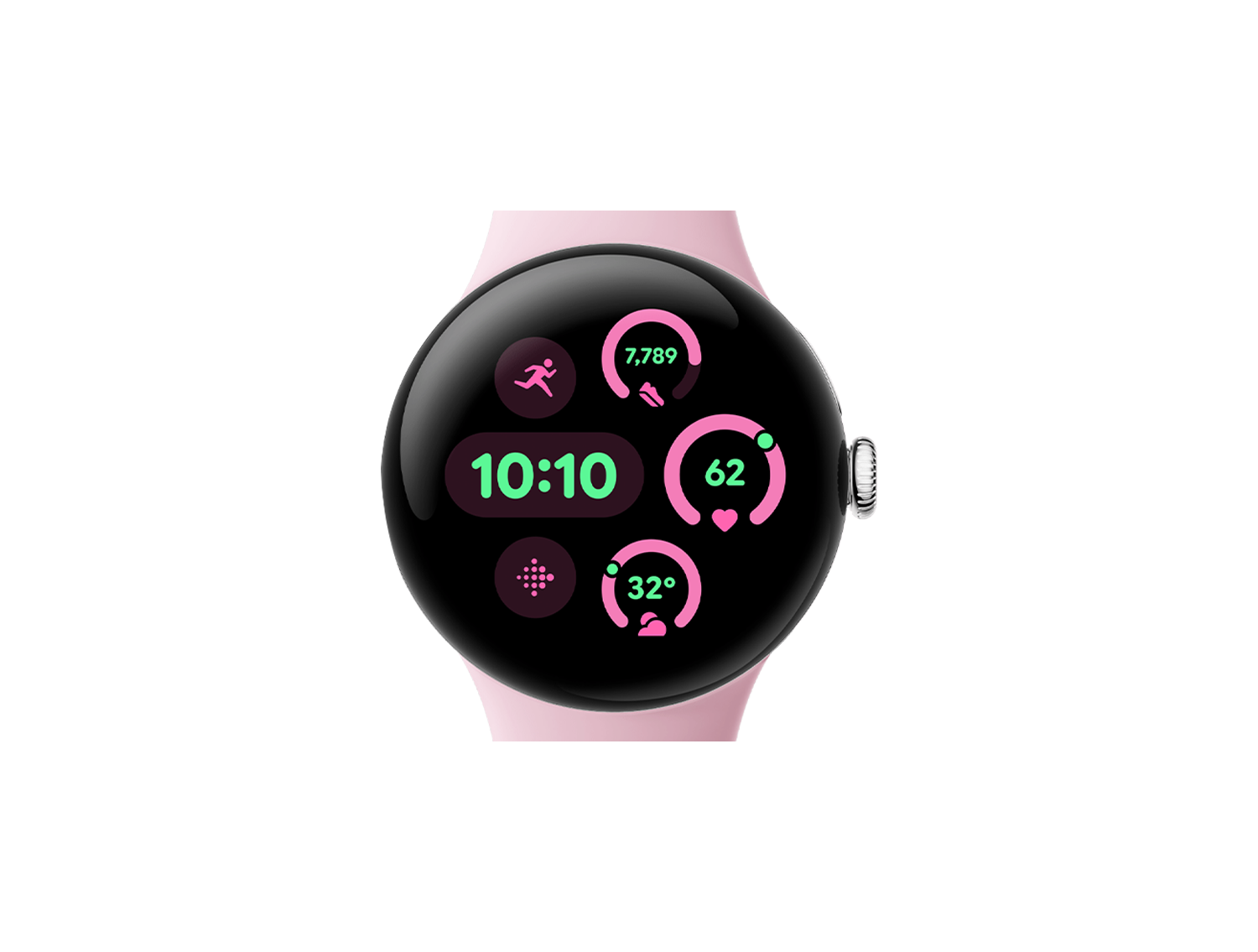 Google Pixel Watch 3 41mm – Polished Silver Aluminum Case with Rose Quartz Active Band