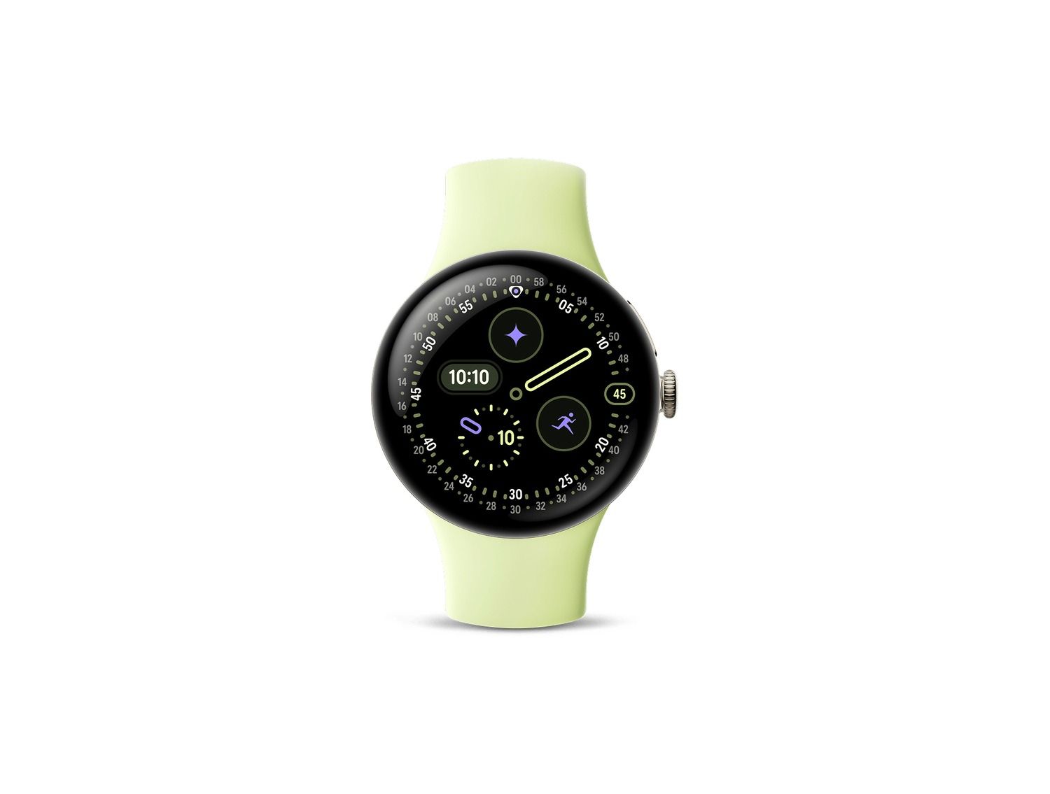 Google Pixel Watch 4, 41mm, Champagne Gold Aluminum case / Lemongrass Active Band