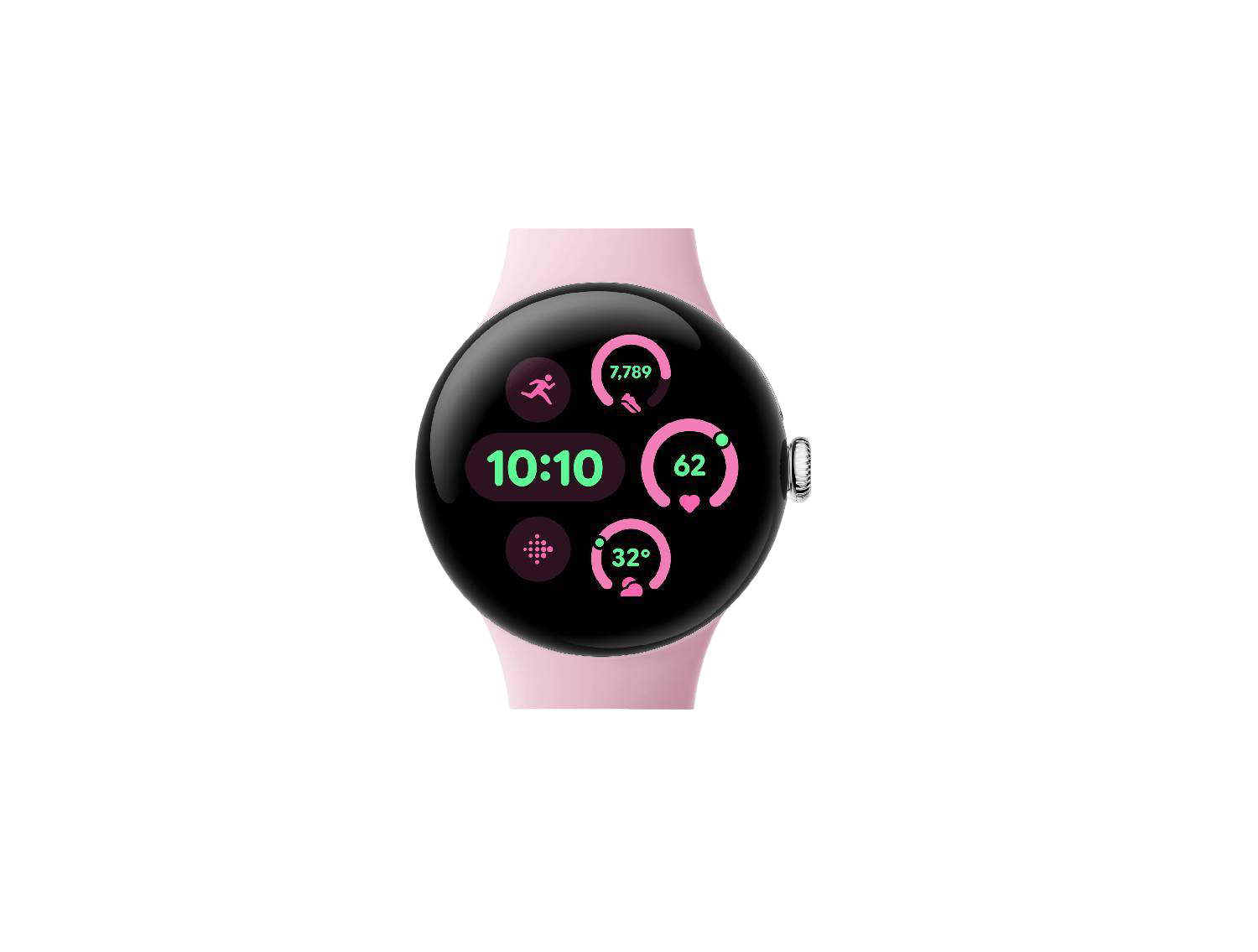 Google Pixel Watch 3 41mm – Polished Silver Aluminum Case with Rose Quartz Active Band
