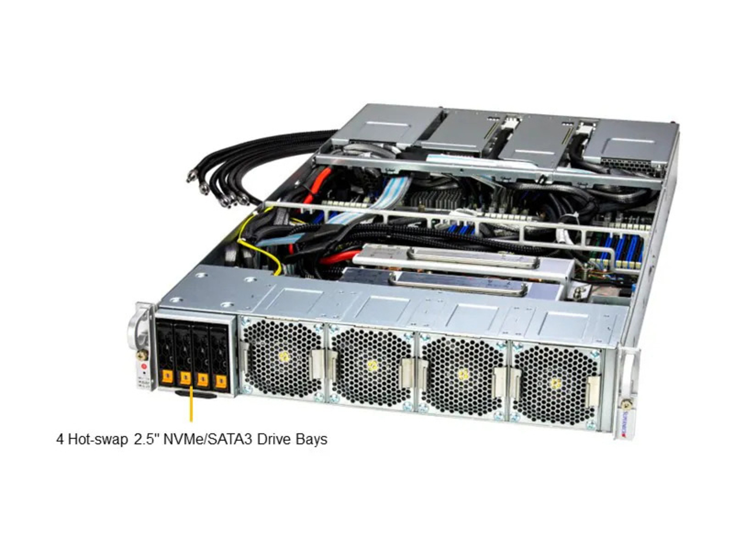 Supermicro SYS-221GE-TNHT-LCC GPU SuperServer DP Intel 2U liquid-cooled system with NVIDIA HGX™ H100 4-GPU or H200 4-GPU