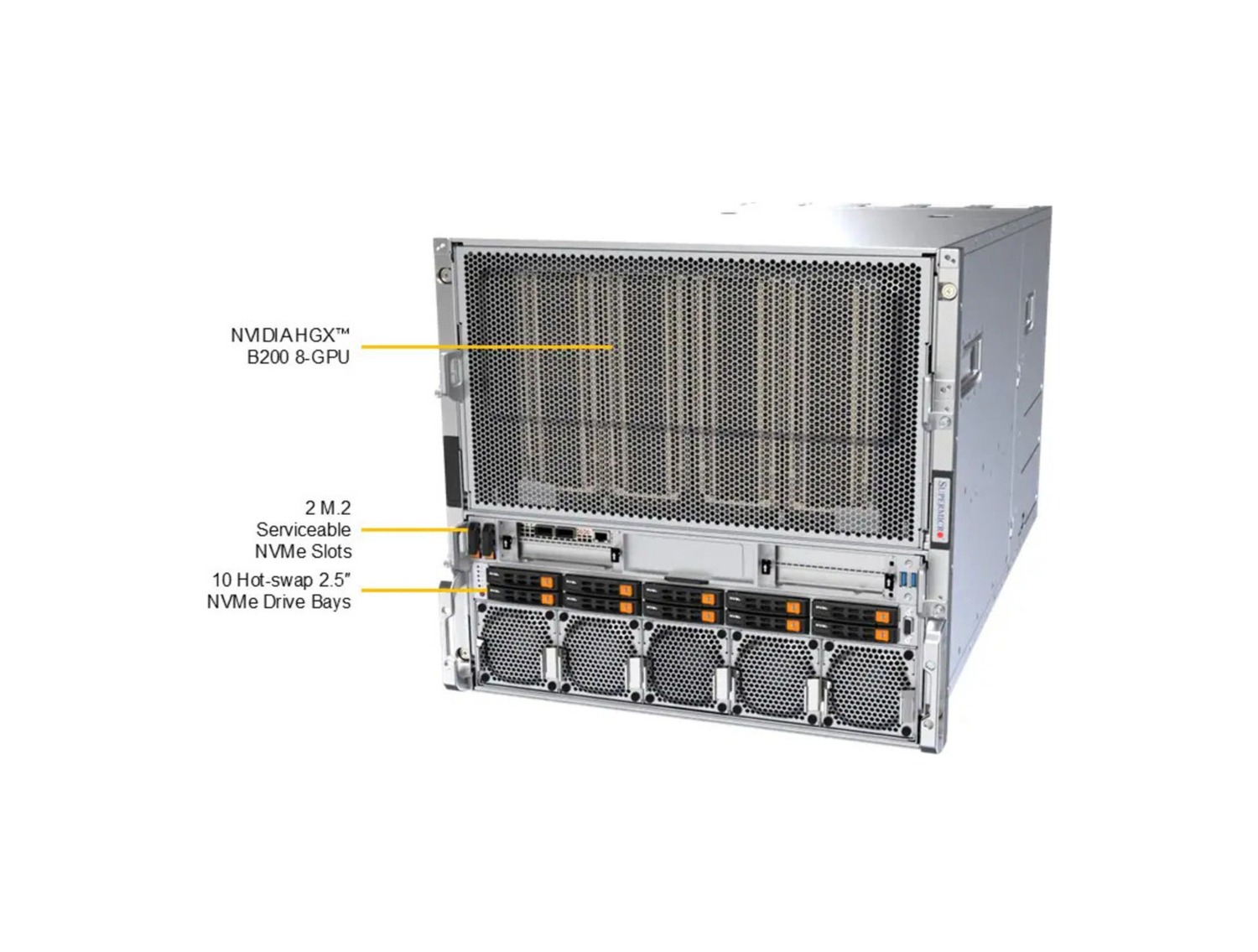 Supermicro SYS-A22GA-NBRT GPU SuperServer DP Intel 10U System with NVIDIA HGX B200 8-GPU